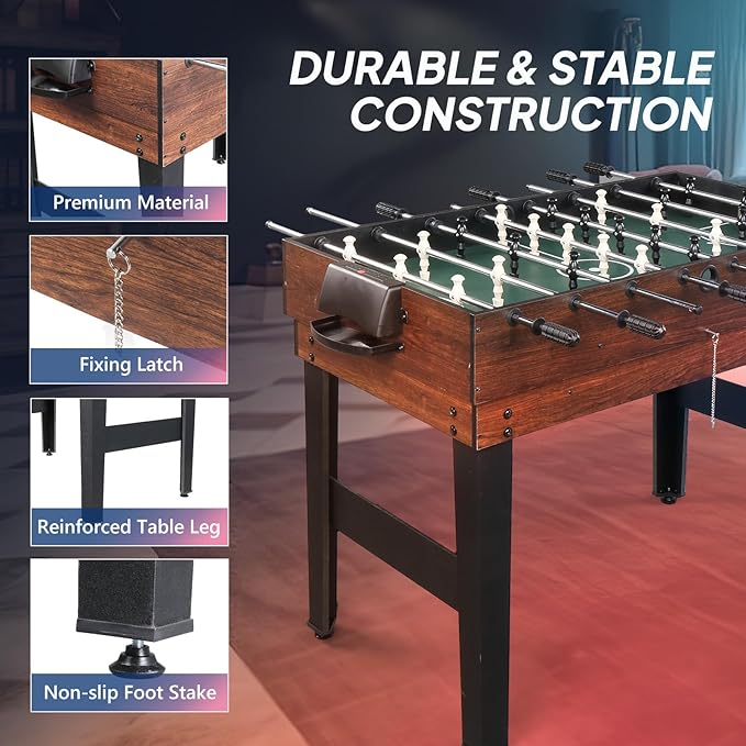 PEXMOR 6-in-1 Multi Game Table for Adults, Combo Table for Game Room, 48" Game Table Set for Family w/Hockey, Foosball, Pool, Table Tennis, Shuffleboard, Bowling