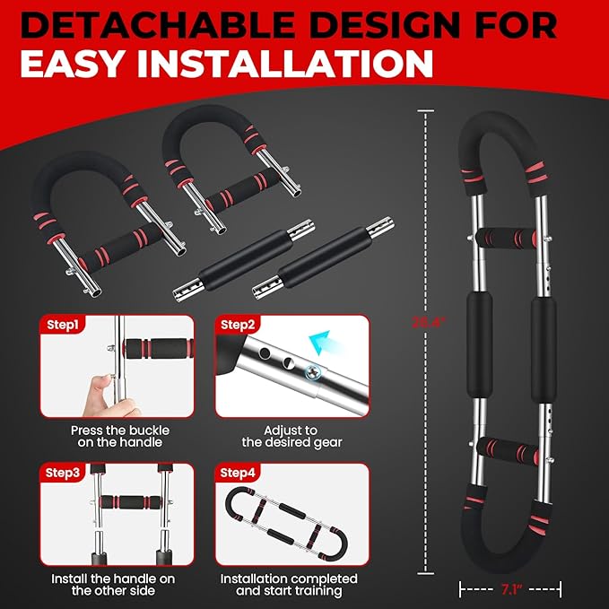 Twister Arm Trainer, Chest Workout Equipment for Men & Women Portable Spring Resistance Chest Exerciser Forearm Strengthener Bar Detachable for Home Fitness Equipment for Enhancing Upper Body Muscle