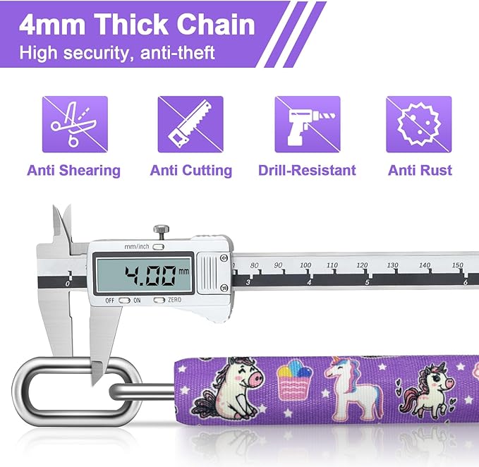 NDakter Bike Chain Lock, 5 Digit Combination Heavy Duty Anti Theft Bicycle Chain Lock,2.62/3.2/4.27/5/6Ft Long Security Resettable Bike Locks for Bike, Bicycle, Scooter, Door, Gate, Fence-4/6mm Thick