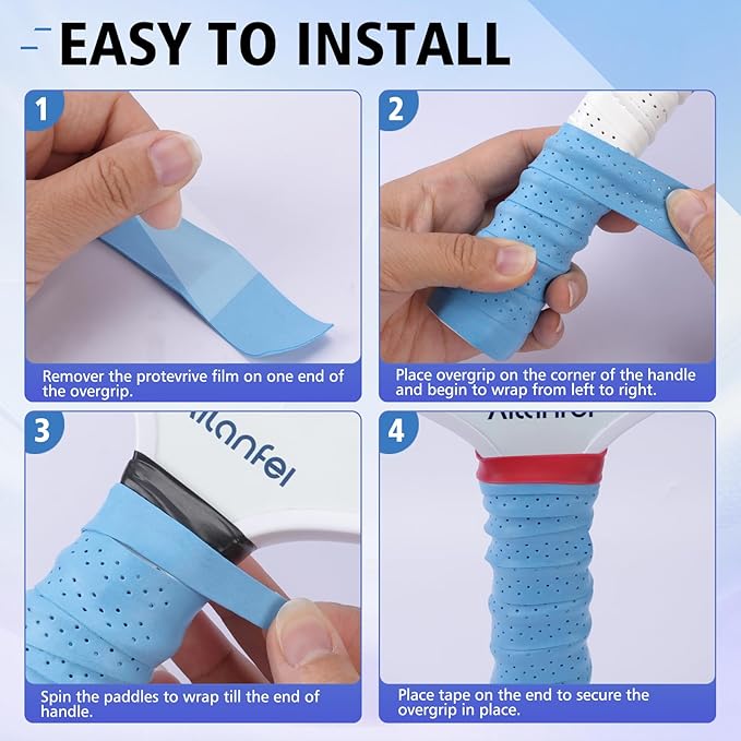 Pickleball overgrip 6 Pack Anti-Slip, Sweat-Absorbing and Extra-Long Pickleball Grip Tape Suitable for Tennis Squash Badminton