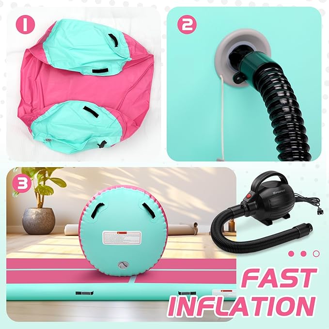 Inflatable Gymnastics Air Roller Set, Tumble Rolling Air Roller Gymnastics Barrel with Electric Pump for Kids Adults Home Outdoor Gymnastic Training Cheerleading Yoga