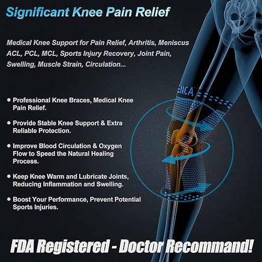 NEENCA Knee Braces for Knee Pain Relief, Compression Knee Sleeves with Patella Gel Pad & Side Stabilizers, Knee Support for Weightlifting, Running, Workout, Arthritis, Meniscus Tear, Men Women. ACE-53