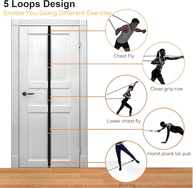 Resistance Bands Set with Door Anchor Training System, 5 Colors Stackable up to 150LBS, Includes 5-Angle Door Training Tool, Home Full Body Workout Bands, Handles, Ankle Straps, Portable Bag