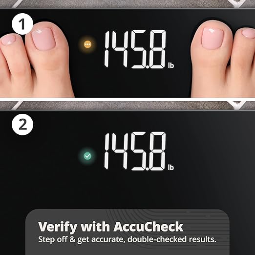 Greater Goods Digital AccuCheck Bathroom Scale for Body Weight, Capacity up to 400 lbs, Batteries Included, Black