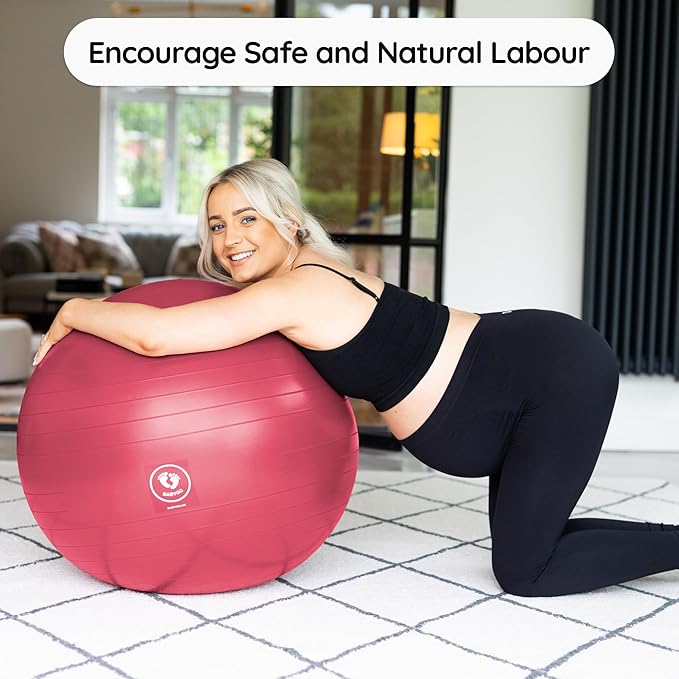 BABYGO Birthing Ball - Pregnancy Yoga Labor & Exercise Ball & Book Set Trimester Targeting, Maternity Physio, Birth & Recovery Plan Included Anti Burst Eco Friendly