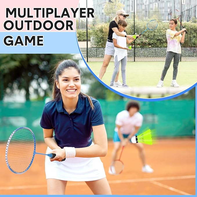 12 Pack Badminton Rackets Set Including Rackets, Nylon Shuttlecocks and Carry Bag for Outdoor Backyard Games Beginners