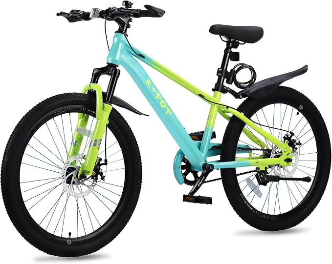 20/24 Inch Mountain Bike for Kids, Girls Boys Bikes Ages 8-12, Single Speed Mountain Bicycle with Suspension Fork, 20/24 Inch Bike Boys Girls Bicycles with Front and Rear Disc Brakes