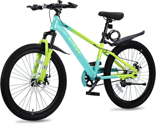 20/24 Inch Mountain Bike for Kids, Girls Boys Bikes Ages 8-12, Single Speed Mountain Bicycle with Suspension Fork, 20/24 Inch Bike Boys Girls Bicycles with Front and Rear Disc Brakes