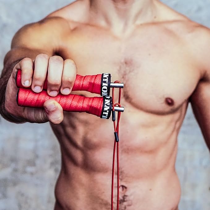 WOD Nation Attack Speed Jump Rope : Adjustable Jumping Ropes : Unique Two Cable Skipping Workout System : One Thick and One Light 11 Foot Cable : Perfect for Double Unders : Men and Women