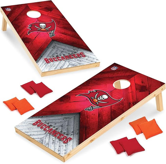 Wild Sports NFL Football 2' x 4' Regulation Size Solid Wood Cornhole Set with Direct Print HD Team Graphics Great Gift for Any Football Fan! Bean Bag Toss Family Outdoor Game