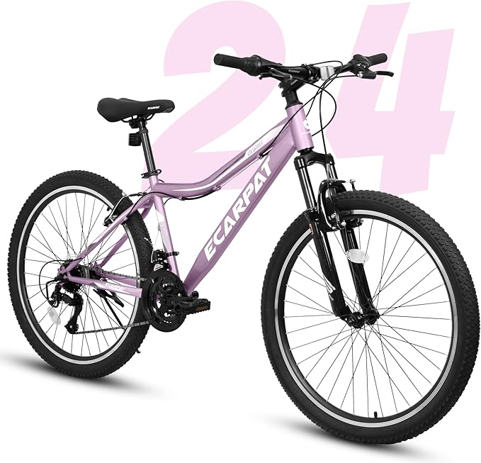 24 26 Inch Women Girls Mountain Bike, Disc/V Brakes 21 Speeds Women Bike, Sturdy Steel Frame and Suspension Fork, Stylish Adult and Teens Bicycle for Urban Trail Snow Commuter