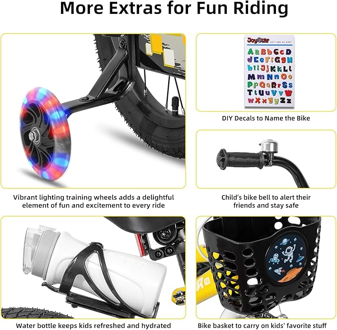 JOYSTAR Pluto 12 14 16 18 20 Inch Kids Bike with Light Up Training Wheels, Kids' Bicycle for Boys Girls Age 3-12 Years, Children Bikes, Multiple Colors