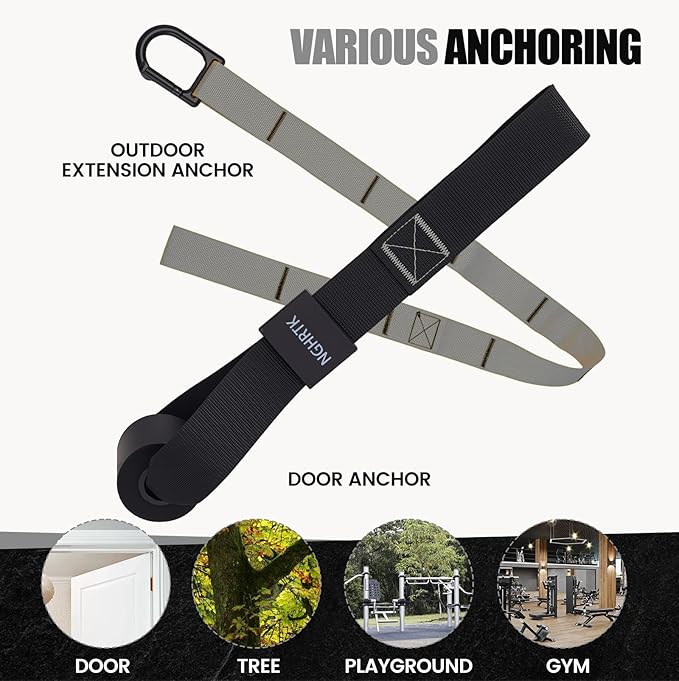 Home Suspension Training Kit with Suspension Trainer, Straps & Bands – Adjustable Full-Body Workout System for Home Gym, Yoga, Pilates, Travel | Compact Design