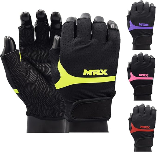 MRX Weight Lifting Gloves for Women Breathable Workout Gloves Anti Slip Padded Shock-Absorbing Extra Grip Palm Protection Half Finger Exercise Gloves for Gym, Cycling, Training, Weightlifting