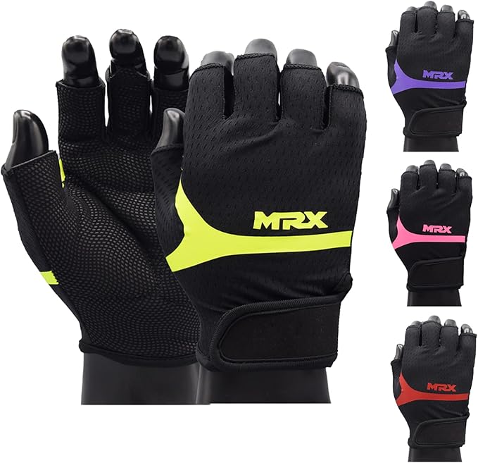 MRX Weight Lifting Gloves for Women Breathable Workout Gloves Anti Slip Padded Shock-Absorbing Extra Grip Palm Protection Half Finger Exercise Gloves for Gym, Cycling, Training, Weightlifting