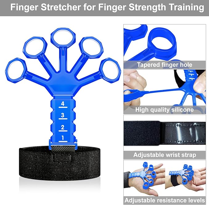 ALMAH Hand Grip Strengthener kit(5 Pack),Grip Strength Trainer,Forearm Workout Trainer Adjustable Grip Exercises,Finger Grip Strengthener,Finger Stretcher,Grip Ring & Stress Relief Ball with Carry Bag