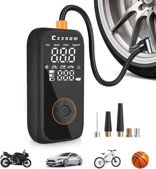 Tire Inflator Portable Air Compressor 150PSI & 10,000mAh Battery,Cordless 12V Mini Air Pump with Digital Pressure Gauge, Air Pump for Auto Shut-Off for Car, Motorcycle, Bike, SUV, Balls