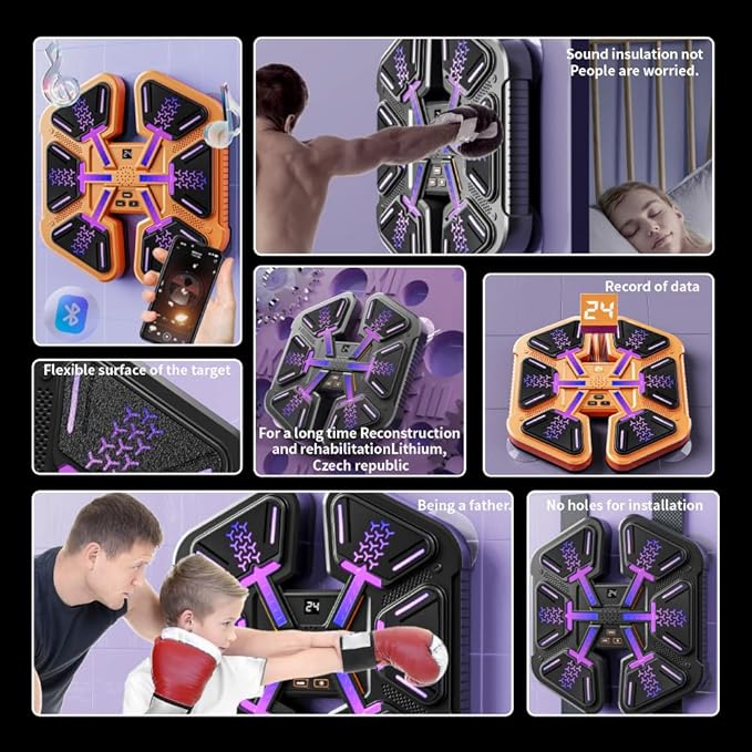Music Boxing Machine With Gloves, Wall Mounted Intelligent Trainer for Kids, Game Equipment Workout Punching Machine for Teenagers Boys Girls Gifts