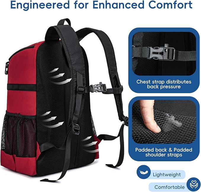 Baseball Bag for Youth and Adult, Softball Backpack 40L Large Capacity, Bat Backpack with Shoes Compartment and Hidden Helmet Holder