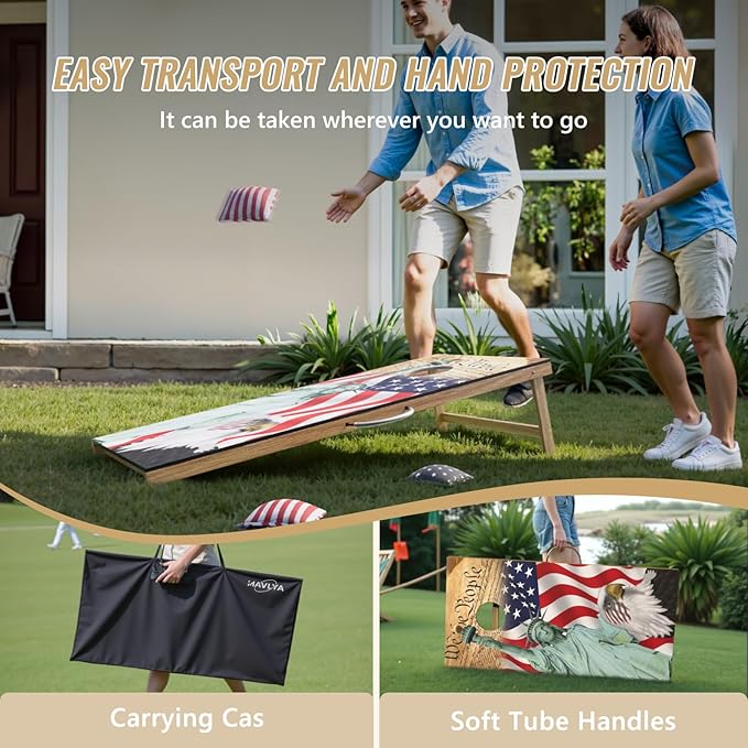 Cornhole Board Set,Corn Hole Games for Adults Outdoor,2X4FT Solid Wood Regulation Cornhole Boards with 8 Cornhole Beans Bags & Carry Case