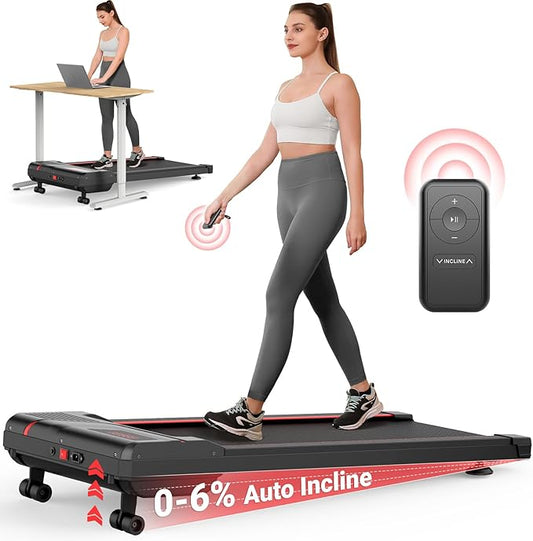 THERUN Walking Pad Treadmills with 6% Auto Incline, 2.5 HP Under Desk Treadmill for Home with Remote Control, 300 lbs Weight Capacity, LED Display, Wide Belt