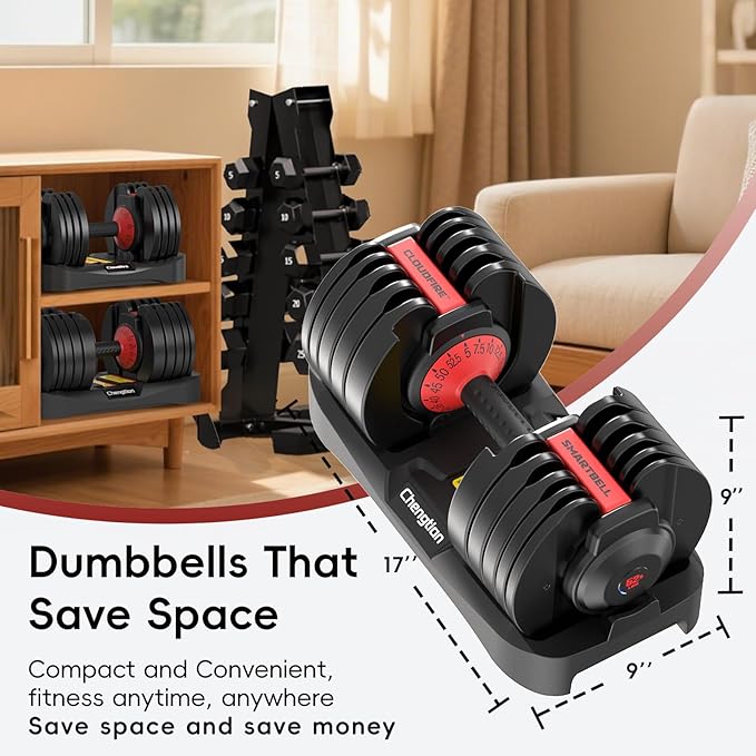 Upgraded Adjustable Dumbbells Set 52.5 lbs/25 lbs, 15/9 Weights Dumbbell Set, Quick Adjustable Dumbbells For Men Women Home Gym with Anti-Slip Handle, Safe and No Falling