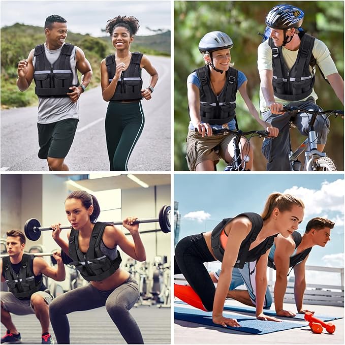 Sportneer Adjustable Weighted Vest Weights: 2-18 lbs/2-40 lbs Washable Weight Vest 16 In 1 Fast Adjust Rucking Vest for Women and Men Home Gym Workout Fitness Strength Training Vests