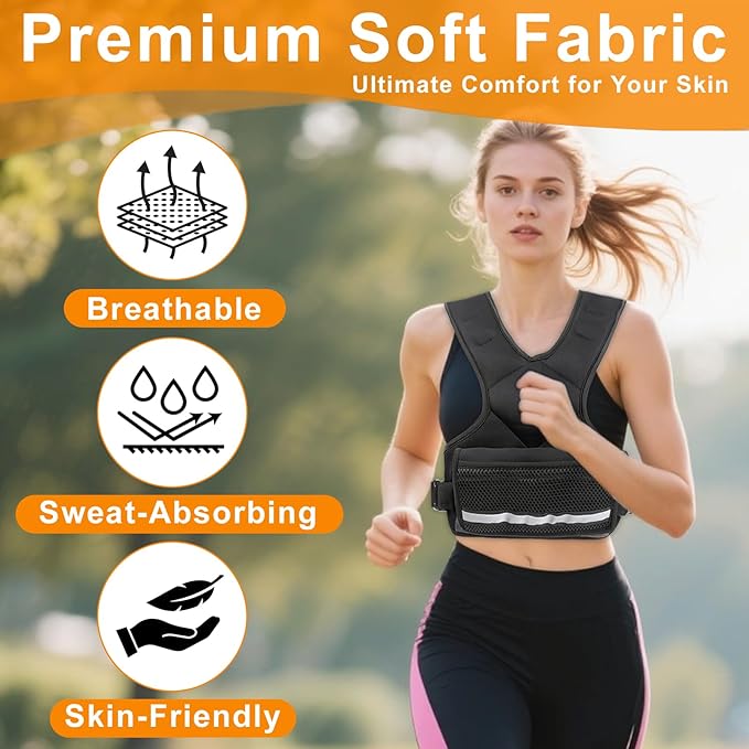 Weighted Vest Men & Women, 5lb/10 lb Adjustable Weighted Vest with Reflective Stripe, for Workout, Strength Training, Running, Fitness, Muscle Building, Weight Loss,Weightlifting