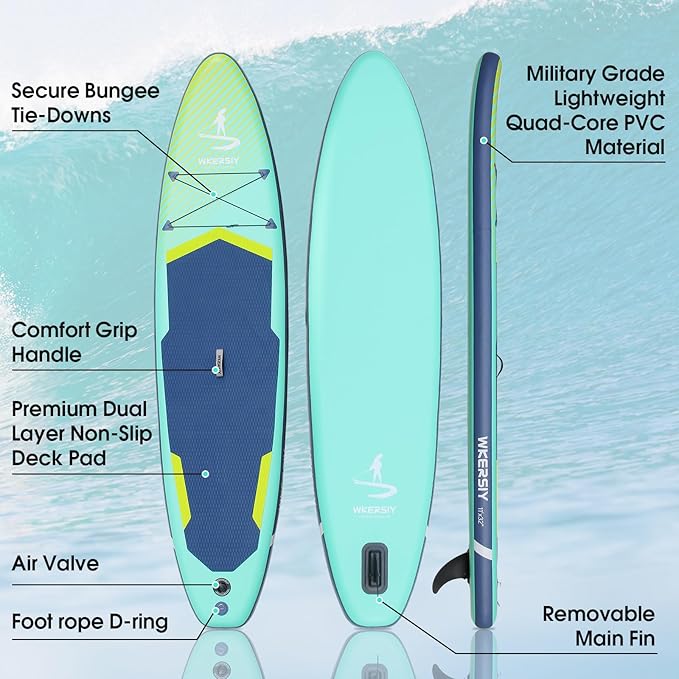 11”32“6 Premium Inflatable Stand Up Paddle Boards with Durable SUP Paddle Board Accessories Wide Stable Design Includes Backpack Required Parts Non-Slip Comfort Deck for Youth & Adults