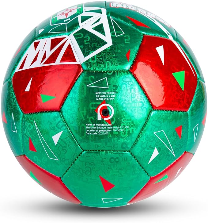 Size 4 Soccer Balls, Laser Leather Soccer Ball for Sport Training & Match Play - Vibrant Soccer Balls Gift Set with Pump for Kids and Youth