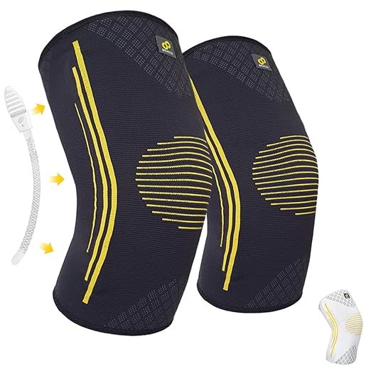 Bracoo 2 Pack Knee Compression Sleeves for Men and Women – Knee Support Brace for Running, Workout, Pain Relief, Meniscus Tear, Arthritis, Joint Recovery, Sports Injury, KE92