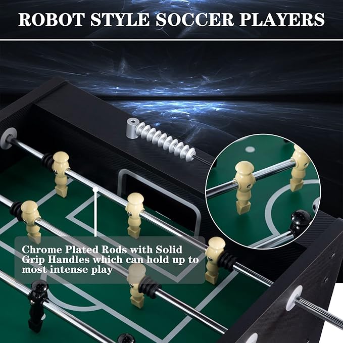 Large Size Foosball Table Adult Size, Full Size Soccer Game Table w/2 Balls, Leg Levelers & Heavy-Duty Legs, Durable Arcade Football Table for Game Room, Home, Office, Party