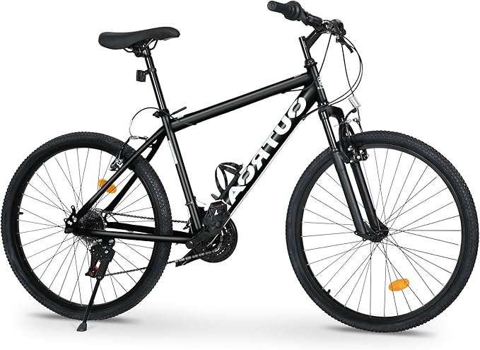Outroad 26 Inch Mountain Bike, 7/21-Speed/High-Carbon Steel/Aviation Grade Frame, Dual Disc/V Brake, Adjustable Ergonomic Seat Bicycle for Men Women Adult, Quick Assembly in 20 Minutes