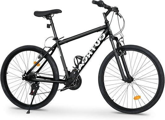 Outroad 26 Inch Mountain Bike, 7/21-Speed/High-Carbon Steel/Aviation Grade Frame, Dual Disc/V Brake, Adjustable Ergonomic Seat Bicycle for Men Women Adult, Quick Assembly in 20 Minutes