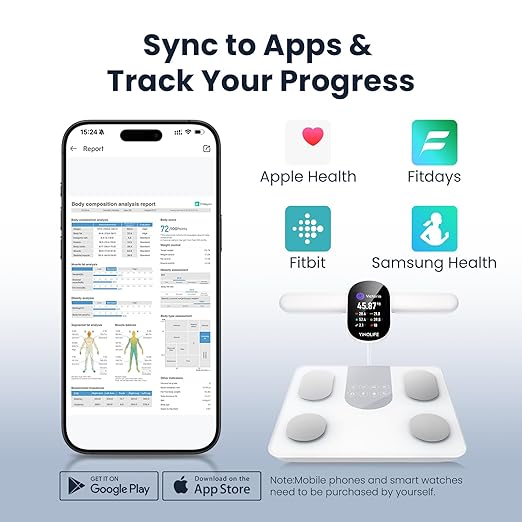 Smart Scale for Body Weight, 8 Electrode Bathroom Scale for Weight Fat BMI Muscle Mass, 28 Full Body Composition Analyzer, Accurate Weight Scale, Rechargeable, 400 lbs, White