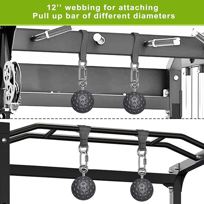 SELEWARE Non-Slip Pull Up Power Balls, Rock Climbing Grips for Strength Training, Forearm and Hand Exerciser for Chin Up Bar, Kettlebell, Barbell, Resistance Band Handles, Home Gym Workout Equipment