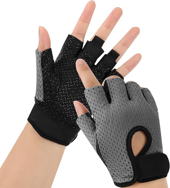 Workout Gloves, Black Gloves for Men Women, Breathable Half-Finger Fitness Exercise Gloves, Anti-Callus Glove