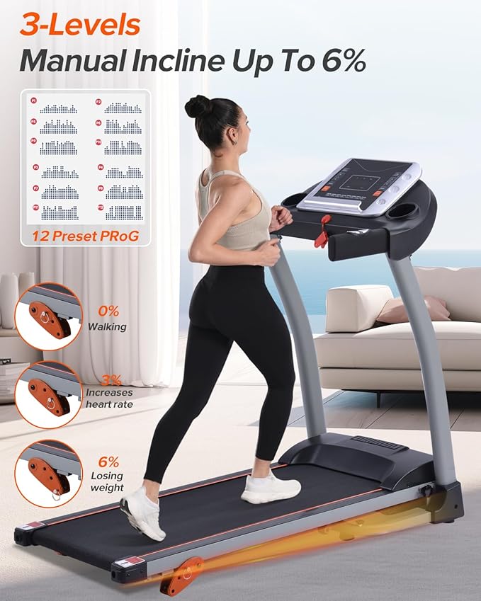 Merax Treadmills for Home,Foldable Treadmill with Incline, 300LBS Capacity Motorized Treadmills for Running Walking Exercise,3.0HP Quiet Treadmill Machine for Home with Heart Rate Sensors & Speaker