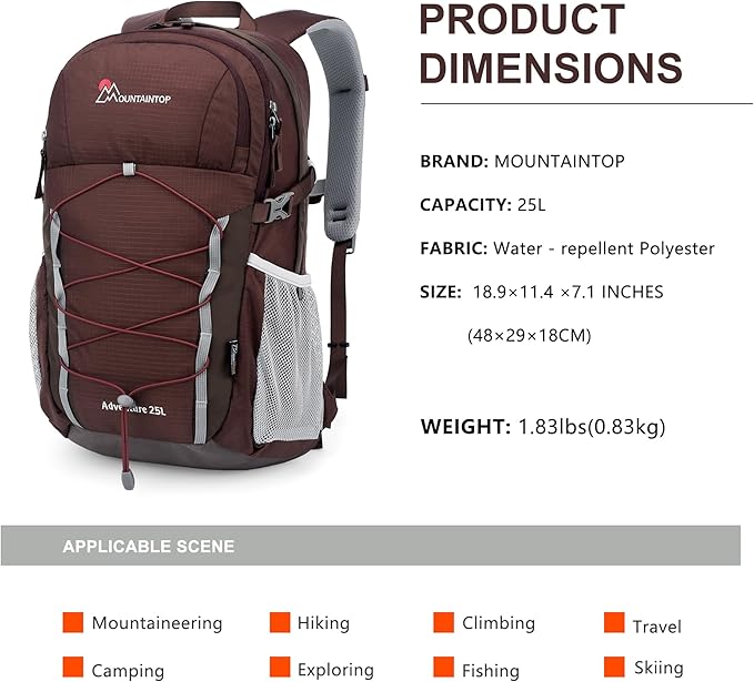 MOUNTAINTOP Hiking Backpack,Lightweight Travel Backpack for Men Women Outdoor Backpacking, Camping