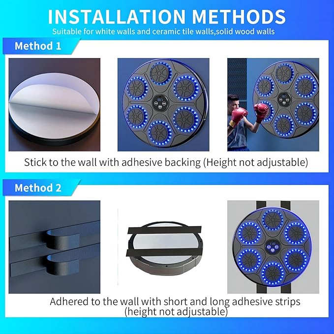 Music Boxing Machine Home Wall Mount Music Boxer, Electronic Smart Focus Agility Training Digital Boxing Wall Target Punching Pads Suitable for Kids and Adults