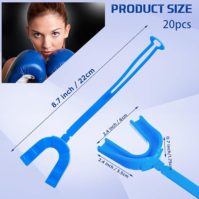 Dunzy 20 Pcs Strapped Mouth Guard Football Sports Mouthguard No Boil Mouthguard Adult Youth Football Mouthpiece Mouth Protector for Boxing Lacrosse Hockey Taekwondo