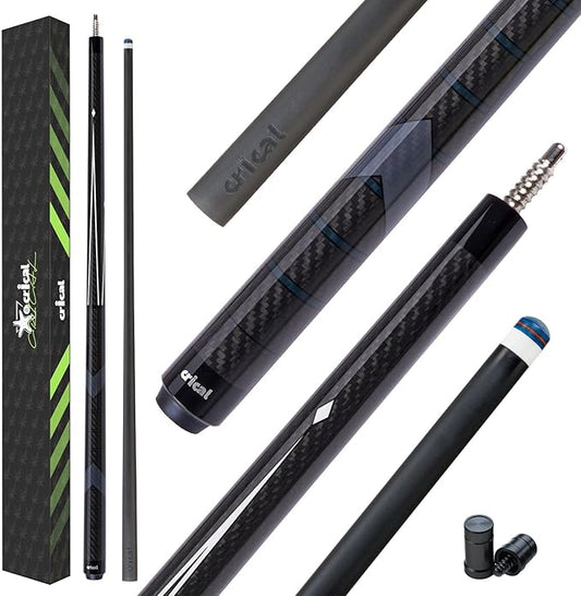CRICAL Carbon Fiber Pool Cue Stick 58" Billiard Cue Sticks Professional Low Deflection Pool Sticks with 3/8 * 8 Pin Joint and 12.5mm Tip