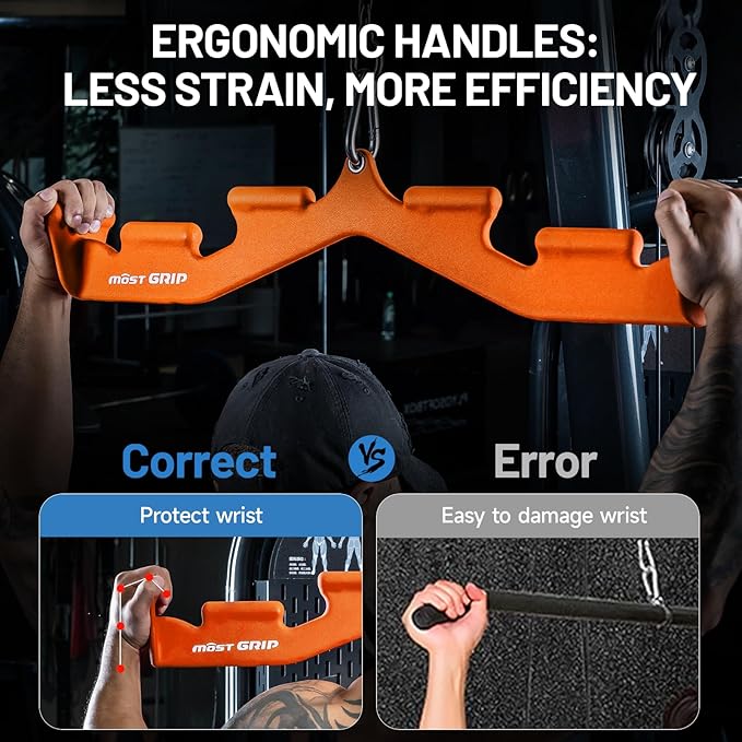 LAT Pull Down Bar with 6 Ergonomic Handles, Neutral Grip LAT Pulldown Attachments for Whole Back Training, Wide Grip LAT Pulldown Bars for Home Gym Cable