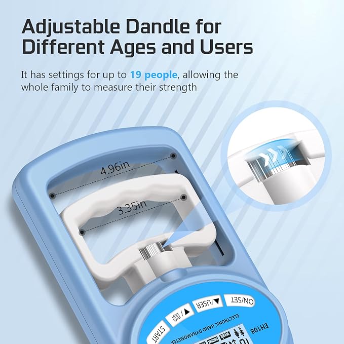 Hand Grip Strength Tester Trainer - Electronic Hand Dynamometer Forearm Grip Strengthener Exerciser Digital Training Gauge 265 Lbs 120 Kgs for Sport Home School Use