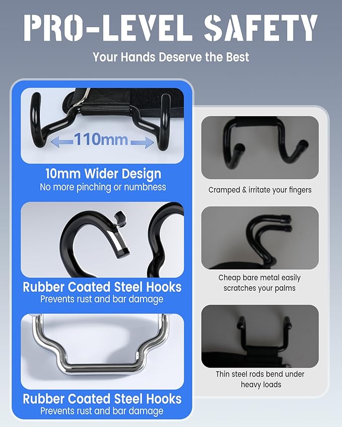 2025 Upgrade Weight Lifting Hooks, Gym Heavy Duty Power Lifting Straps for Men & Women Deadlifts, Pull Up, Powerlifting, Shrugs