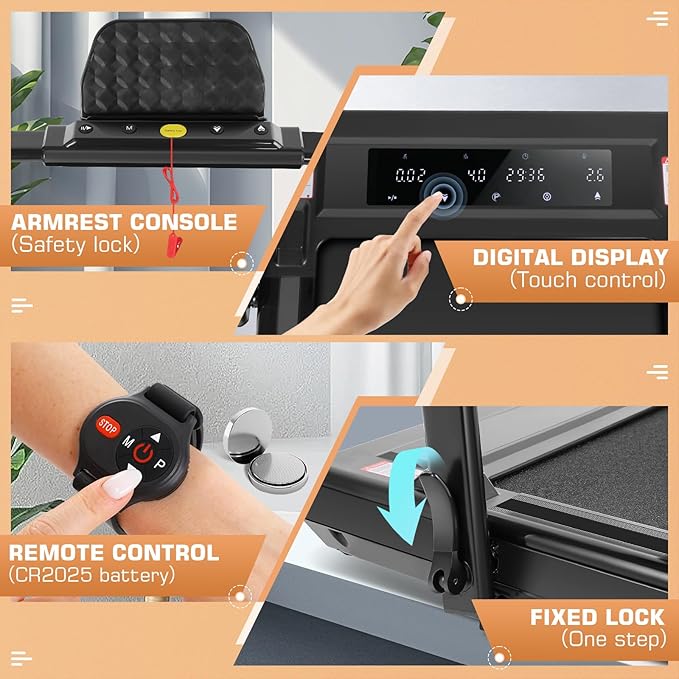 ANCHEER 4 in 1 Under Desk Treadmill with Incline - 2s Folding/Max 300 lb Capacity Walking Pad - Compact Electric Treadmill for Home, Gym, or Office with LED Touch Screen and Remote Control