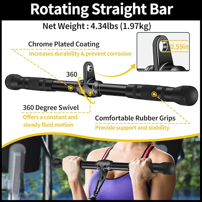 Cable Attachments for Gym, Cable Machine Attachment Set, LAT Pulldown Attachments, Cable Machine Accessories, Tricep Pull Down Attachment, Home Gym Accessories