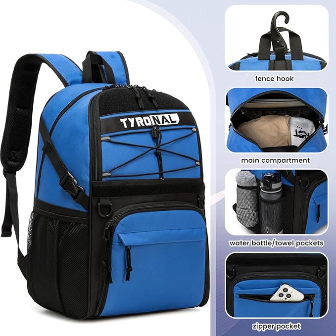 Basketball Bag Backpack with Ball Holder and Shoes Compartment,Best for Basketball, Soccer, Volleyball, Gym. (BLUE)
