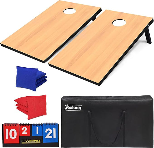 Cornhole Set, Regulation/Tailgate Size Cornhole Boards with 8 Bean Bags and Carrying Case, 4x2/3x2 Corn Hole Outdoor Game Toss Board for Adults Outside Activities