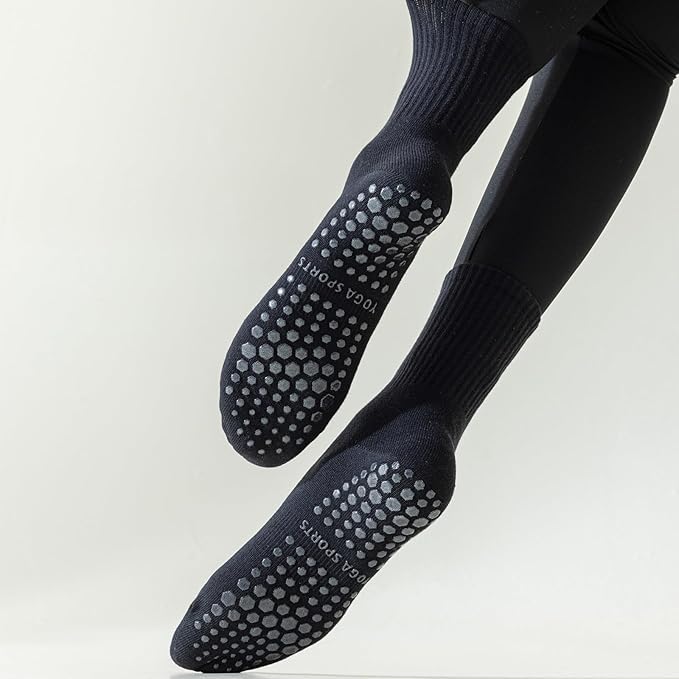 3 Pairs Pilates Socks with Grips for Women Non Slip Grip Socks for Yoga Barre Hospital Workout